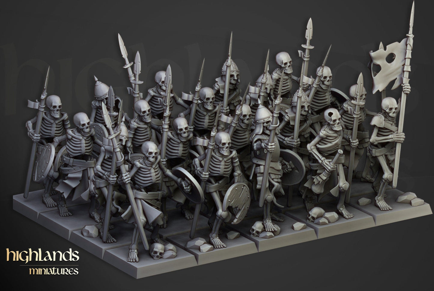 Transilvanya Skeleton Warriors with Spears | Transilvanya Army Collection | Highland Miniatures
