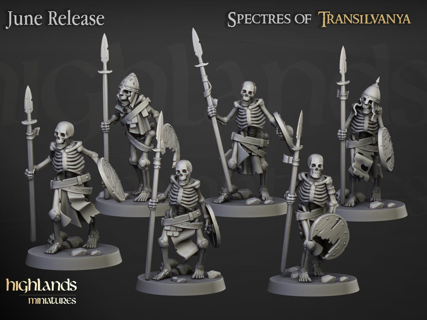 Transilvanya Skeleton Warriors with Spears | Transilvanya Army Collection | Highland Miniatures