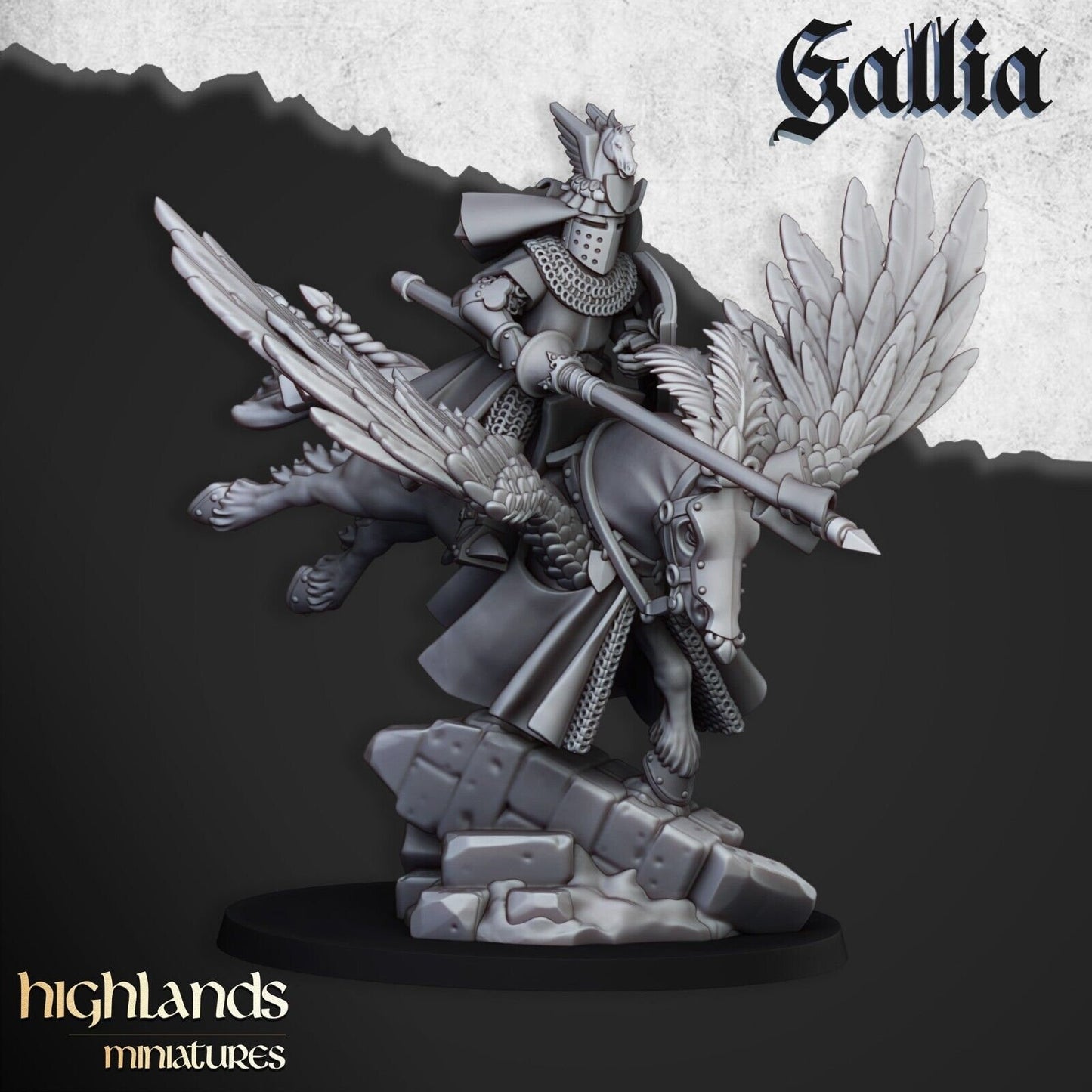 Gallia Knights on Pegasus | Gallia Army Collection | Highland Miniatures