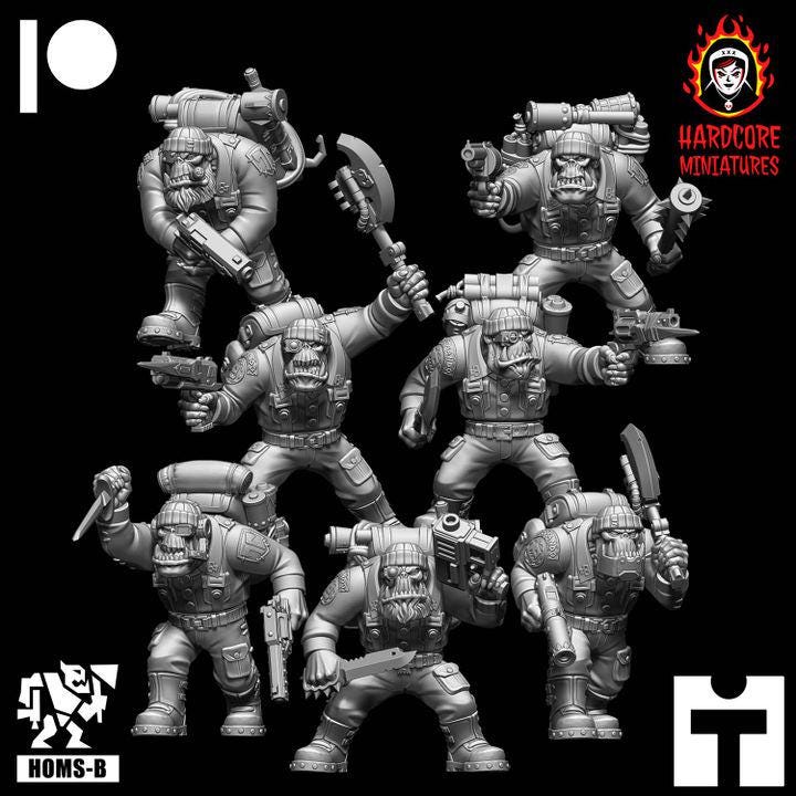 Modular Space Ork Kommando Component Parts | Build Every Detail | Hardcore Miniatures