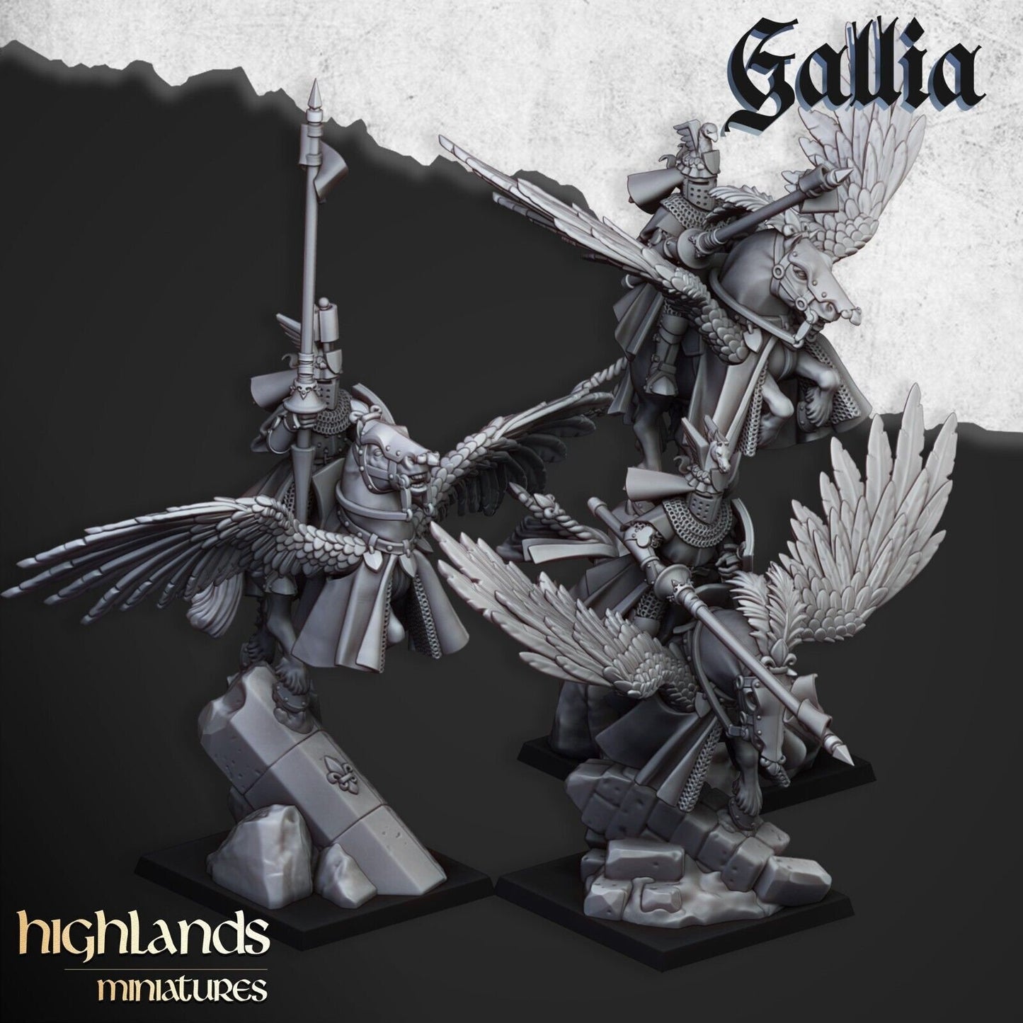 Gallia Knights on Pegasus | Gallia Army Collection | Highland Miniatures