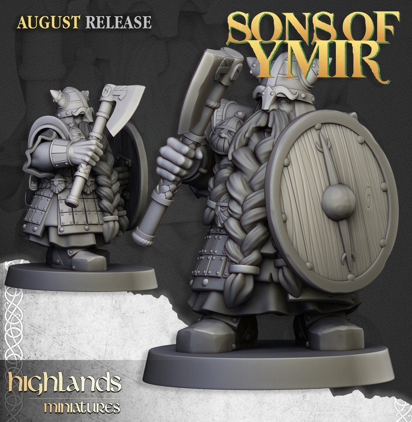 Dwarf Veteran Warriors with Axes & Shields | Sons of Ymir | Highland Miniatures